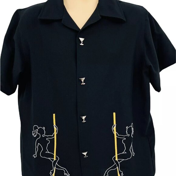 Vintage Casino Wear All Stars Black Shirt With Pole Dancer Applique XXL - Picture 7 of 7